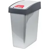 Famanu Abfallbehälter mit Klappdeckel und Soft-Touch, 10 l, Lichtsilber