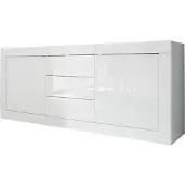 CALICOSY Weiße Hochglanz-Kommode Tribus Wh Basic mit 2 Türen und 3 Schubladen