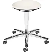 BIMOS Praxishocker , mit Rollen, für Labore & hygienekritische Bereiche, höhenverstellbar, B 400 x T 400 x H 460-630 mm, Kunstleder, weiß