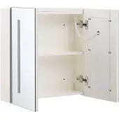 Beliani Bad Spiegelschrank Weiß Sperrholzplatte 2 türig 60x60 cm mit LED-Licht Fächern Wandeinbau Modern Trendy Badezimmer Möbel