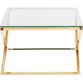 Beliani Couchtisch Gold aus Glas Edelstahl Quadratisch 70 x 70 cm Glänzend Glamour Stil Elegant Edel für Wohnzimmer