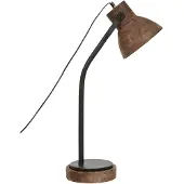 Beliani Schreibtischlampe Dunkelbraun und Schwarz Mango-Holz mit Schirm Glockenform Verstellbar Büro Arbeitszimmer Home-office Ausstattung Accessoires