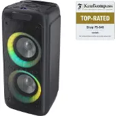 Sharp PS-949 Bluetooth Party-Lautsprecher, 200 Watt, 13 Stunden Spielzeit, Super Bass, LED-Lichteffekte, Mikrofon, schwarz