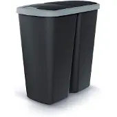 Prosperplast Abfallbehälter COMPACTA Q DUO, 45 l schwarz mit hellgrauem Deckel