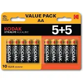 Kodak XTRALIFE Alkaline AA Battery 10 (5+5 pack) (30423459)