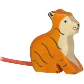 Holztiger Tiger aus Holz - klein, sitzend