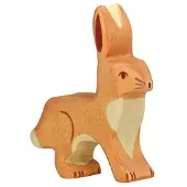 Holztiger Hase aus Holz - Ohren hoch