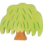 Holztiger Holzfigur, handgearbeitet & handbemalt, H 17,8 cm, B 2,8 cm, L 20,5 cm