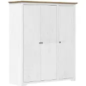 vidaXL Kleiderschrank BODO Weiß und Braun 146x53,5x173 cm Kiefernholz