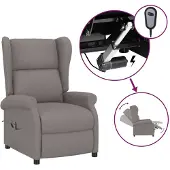 The Living Store Ohrensessel mit Liegefunktion Elektrisch Taupe Stoff