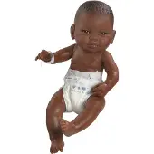 Paola Reina Puppe Bebitos dunkler Junge 42cm mit Windel Spielzeugpuppe