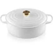 Le Creuset Bräter Signature Oval, 31Cm, WeissM. Gold-Knauf Gu