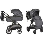 Cangaroo Kinderwagen Kombikinderwagen iClick Grau 2-in-1 Inkl. Adapter 110917
