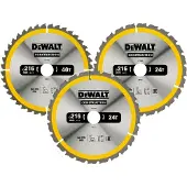 DeWalt DT1962-QZ 3-teiliges Kreissägeblatt-Set 216x30mm 2x24Zähne 1x40Zähne