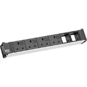 Bachmann Multi-Tischsteckdose EB 4Steckd 912.0221 schwarz Aluminium