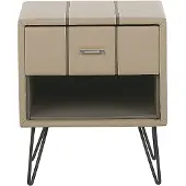 Beliani Nachttisch Beige Kunstleder mit Schublade und Fach Modern Minimalistisch Glamour Look Schlafzimmer