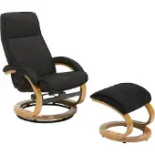 Beliani Massagesessel Schwarz Stoffbezug mit Fußhocker Heizfunktion Liegeoption Timer Drehbar Holzbeine Büro Arbeitszimmer Drehsessel Fernsehsessel
