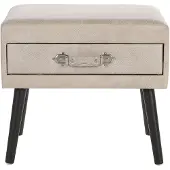 Beliani Nachttisch Beige Kunstleder Kiefernholz 46 x 50 x 35 cm Modern Lustig Koffer Optik Schlafzimmer