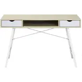 Beliani Schreibtisch Hellbraun mit Weiß 120 x 48 cm 2 Schubladen modernes Design