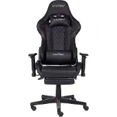 Beliani Bürostuhl Schwarz aus Kunstleder höhenverstellbar mit Fußstütze Gaming Stuhl Drehbar Modernes Innovatives Design