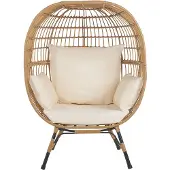 Beliani Gartensessel Natürlich / Beige aus Polyrattan inkl. Sitzkissen in Cremeweiß Terasse-/ Gartenzubehör Modernes Design