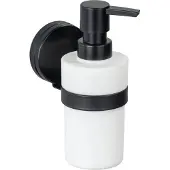 Wenko Static-Loc Plus Seifenspender Pavia Schwarz, Befestigen ohne bohren, sicherer Halt durch statische Haftung auf glatten, luftundurchlässigen Flächen, Füllmenge 220 ml, 6 x 16 x 9 cm, Stahl matt