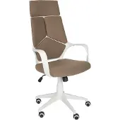 Beliani Bürostuhl Braun und Weiß Stoffbezug Höhenverstellbar Drehbar mit Armlehnen Bremsbaren Rollen Modern Arbeitszimmer Drehstuhl Arbeitsstuhl
