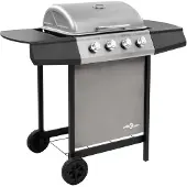 vidaXL Gasgrill mit 4 Brennern Schwarz und Silber gefärbt