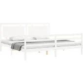 vidaXL Massivholzbett mit Kopfteil Weiß 200x200 cm