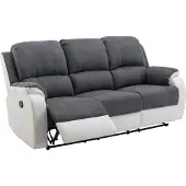 Vente-unique Couchgarnitur 3+2+1 - Mikrofaser & Kunstleder - Grau & Weiß - BRODY