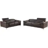 Vente-unique Couchgarnitur Leder 3+2 - Braun - SOLANGE