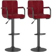 vidaXL Barhocker 2 Stk. Weinrot Samt