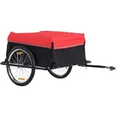HOMdotCOM Wasserabweisender Fahrradanhänger Fahrradanhänger | 60 kg | 80 x 60 x 35 cm | Rot Schwarz