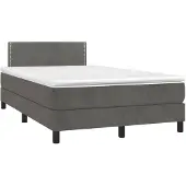 vidaXL Boxspringbett mit Matratze Dunkelgrau 120x200 cm Samt