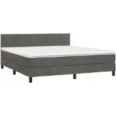 vidaXL Boxspringbett mit Matratze Dunkelgrau 180x200 cm Samt