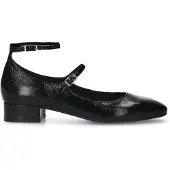 Manfield Schwarze Mary Jane Lackpumps | Größe 38