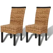 vidaXL Esszimmerstühle 2 Stk. Abaca und Mango Massivholz