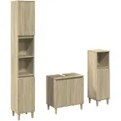 vidaXL 3-tlg. Badmöbel-Set Sonoma-Eiche Holzwerkstoff
