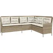 vidaXL Gartensofa in L-Form mit Kissen Beige Poly Rattan 369004
