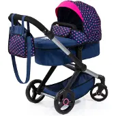 Bayer - Dolls Pram Xeo - Blue with Hearts (17054AA)