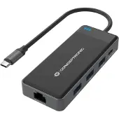 Conceptronic DONN14G, Kabelgebunden, USB 3.2 Gen 1 (3.1 Gen 1) Type-C, 100 W, 1000 Mbit/s, Grau, 5 Gbit/s