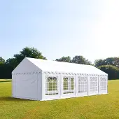 TOOLPORT Partyzelt Festzelt 4x10 m Garten-Pavillon PVC Plane 700 N in weiß Wasserdicht