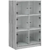 vidaXL Highboard mit Türen Grau Sonoma 68x37x109 cm Holzwerkstoff