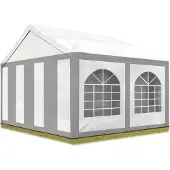 TOOLPORT Hochwertiges Partyzelt 3x4 m Pavillon Zelt ca. PE Plane 450 N Gartenzelt Festzelt Bierzelt Wasserdicht grau-weiß