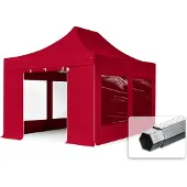 TOOLPORT 3x4,5m Aluminium Faltpavillon, inkl. 4 Seitenteile, rot