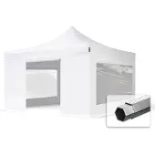 TOOLPORT 4x4m Aluminium Faltpavillon, inkl. 4 Seitenteile, weiß