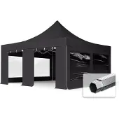 TOOLPORT 5x5m Aluminium Faltpavillon, inkl. 4 Seitenteile, schwarz