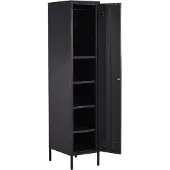 Beliani Metallschrank Schwarz Stahl 185cm hoch Modern mit abschließbarer Tür Kleiderstange 2 Türhaken 5 Fächern Wohnzimmer Schlafzimmer Flur Büro Archiv