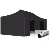 TOOLPORT 4x8m Aluminium Faltpavillon, inkl. 4 Seitenteile, schwarz