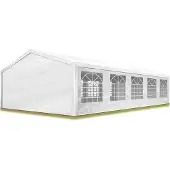 TOOLPORT Partyzelt Pavillon 5x10 m in weiß PE Plane 350 N Wasserdicht UV Schutz Festzelt Gartenzelt